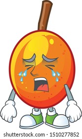 Crying tropical jocote fruit cartoon for design