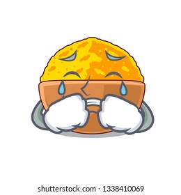 Crying turmeric powder in the character shape