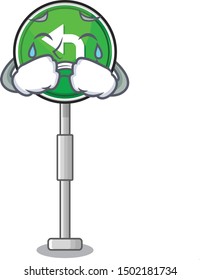 Crying turn left character shaped with mascot