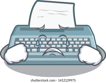 Crying typewriter in the a cartoon shape
