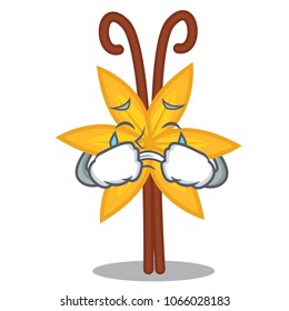 Crying vanilla mascot cartoon style