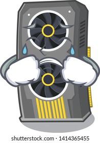 Crying video graphics card PC character.