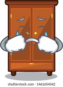 Crying wardrobe isolated in the a cartoon