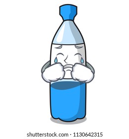 Crying Water Bottle Mascot Cartoon Vector Illustration