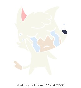 crying waving fox flat color style cartoon