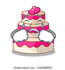 Crying wedding cake in a cartoon fridge