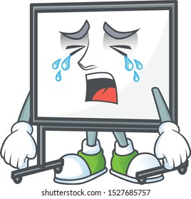 Crying white board cartoon character with mascot
