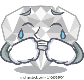 Crying white diamond isolated in the cartoon