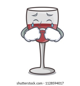 Crying wine mascot cartoon style