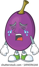 Crying winne fruit cute mascot cartoon style