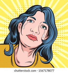 Crying woman.Pop art retro vector illustration