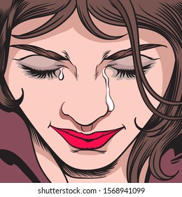 Crying Woman.Pop Art Retro Vector Illustration