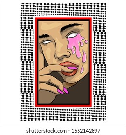crying woman in a frame
