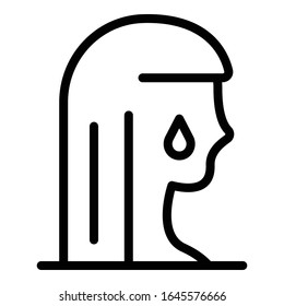 Crying woman icon. Outline crying woman vector icon for web design isolated on white background