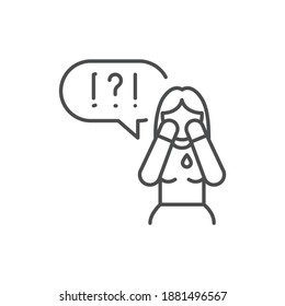 Crying woman line color icon. Sign for web page, mobile app