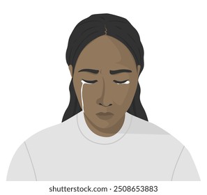 Iํsolated of a crying woman,  upset female crying suffering from depression or loneliness.