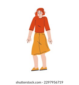 Crying Woman Victim Standing Expressing Strong Emotion Vector Illustration