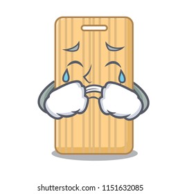 Crying wooden cutting board mascot cartoon
