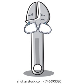 Crying wrench character cartoon style