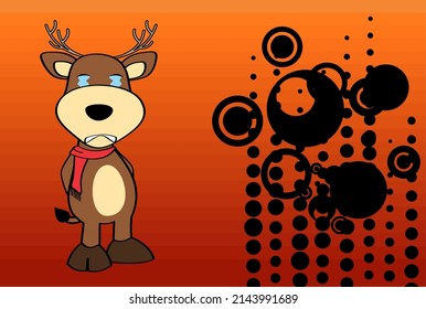 weinender junger Hirschcharakter, kawaii-Ausdrucksgrafik, Hintergrund im Vektorformat