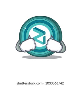 Crying Zilliqa coin mascot cartoon