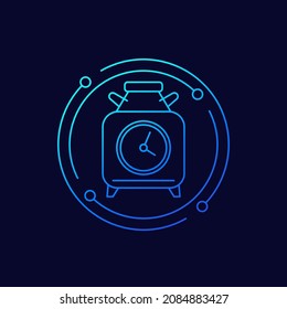 cryobank, tiempo en el icono de la línea del depósito de almacenamiento