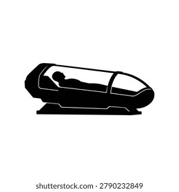 Cryogenic Sleep Pod Silhouette Icon for Interstellar Space Travel