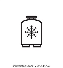Cryogenic storage icon symbolizing low-temperature containment of liquefied gases, representing modern energy logistics, specialized refrigeration engineering, and controlled cold chain systems.