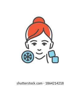 Cryolifting face color line icon. Pictogram for web page, mobile app, promo.