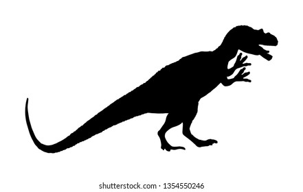 Cryolophosaurus vector silhouette isolated on white background. Dinosaurs symbol. Jurassic era. Dino sign. T Rex silhouette.