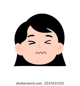 cryong, smile, angry emoticon girls  cartoon design. element stock