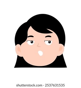 cryong, smile, angry emoticon girls  cartoon design. element stock