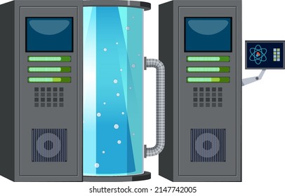 Cryonics capsule cartoon on white background illustration