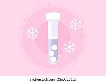 Cryopreservation of genetic material. Female cell donation. Reproductive technology. Egg freezing vector isolated illustration. Egg donation. Cryofreeze. Egg storage