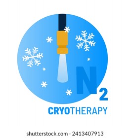 Cryosurgery instrument for targeted area. Icebased procedure for lesion removal. Minimally invasive tissue surgery. Vector illustration of medical cryogenic care.