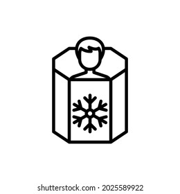 Cryotherapy thin line icon, man in cryo capsule. Rehabilitation procedure. Modern vector illustration.