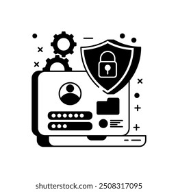 Cryptanalysis Glyph Icon, Vector illustration