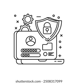 Cryptanalysis Outline Icon, Vector illustration