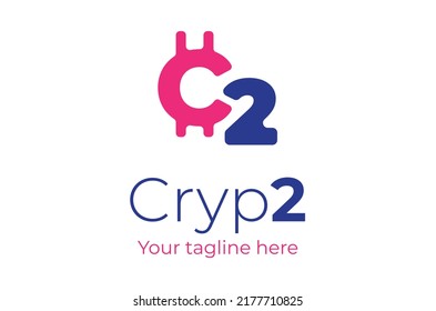 Crypto 2 Currency Coin Logo Branding Brand cryptocurrency Vector design template CryptoCurrency