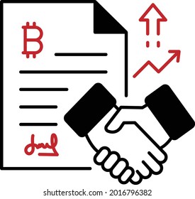Crypto Agreement or Alliance Vector Icon Design, Business and Management Symbol, Banking and finance Sign, ECommerce and Delivery Stock illustration, Blockchain Digital Contract Concept