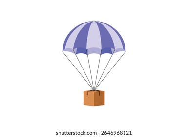 Crypto Airdrop with Parachute, Concept of Giveaway and Promotion Crypto Coin Vector Illustration.
