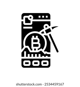 crypto app cryptocurrency mining glyph icon vector. crypto app cryptocurrency mining sign. isolated symbol illustration