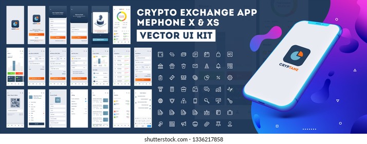 Crypto App UI Kit For Responsive Mobile App Or Website With Different GUI Layout Including Login, Create Account, Profile, Transaction And Trending Screens. 