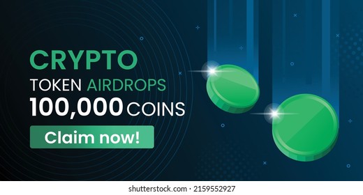 Cartel de caídas de aire de token verde de activos criptográficos para marketing