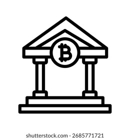 Icono de línea bancaria criptográfica, Vector, píxel perfecto, archivo ilustrador 