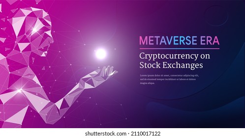 Crypto Banner Vector, Crypto Virtual Futuristic Background