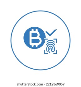 Crypto Bitcoin Fingerprint Scan Icon | Circle Version Icon |