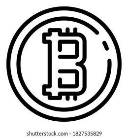 Icono de bitcoína criptográfica. Icono de vector de cifrado de contorno para diseño web aislado en fondo blanco