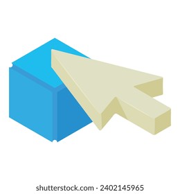 Crypto block icon isometric vector. Сursor sign near cryptocurrency block icon. Financial technology, blockchain, cryptocurrency concept