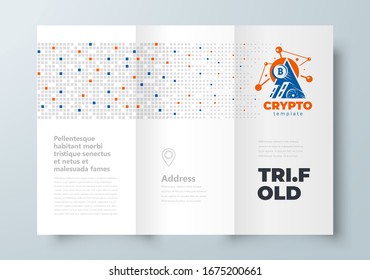 Crypto blockchain coin theme Tri-fold cover design template